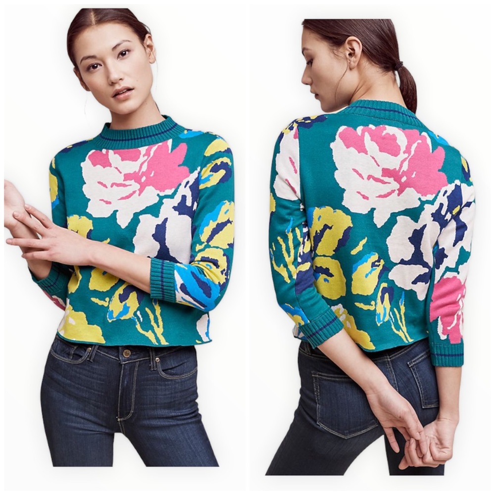 Anthropologie HWR Monogram Laine Sweater